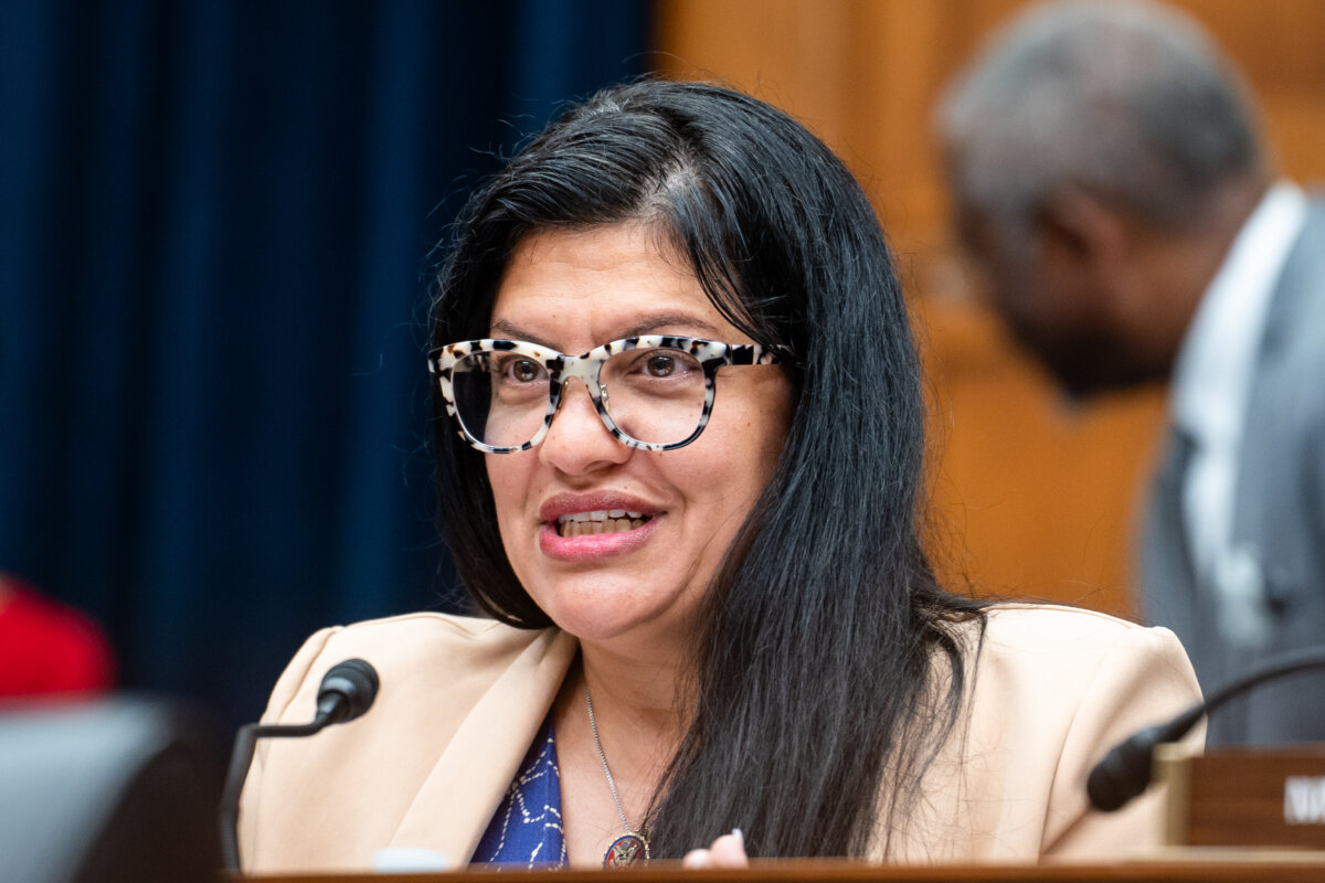 Rep. Rashida Tlaib (D-Mich.) speaks during a hearing on Capitol Hill on June 24, 2025. (Madalina Kilroy/The Epoch Times)