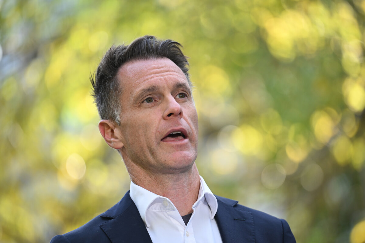 NSW Premier Chris Minns speaks to the media during a doorstop following a tour of the Novus on Harris build to rent development site in Parramatta, NSW, Australia, June 19, 2025. (AAP Image/Dean Lewins)