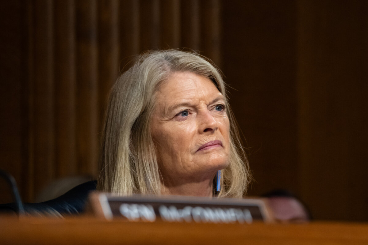 Sen. Lisa Murkowski (R-Alaska) listens during a hearing on Capitol Hill in Washington on June 25, 2025. (Madalina Kilroy/The Epoch Times)