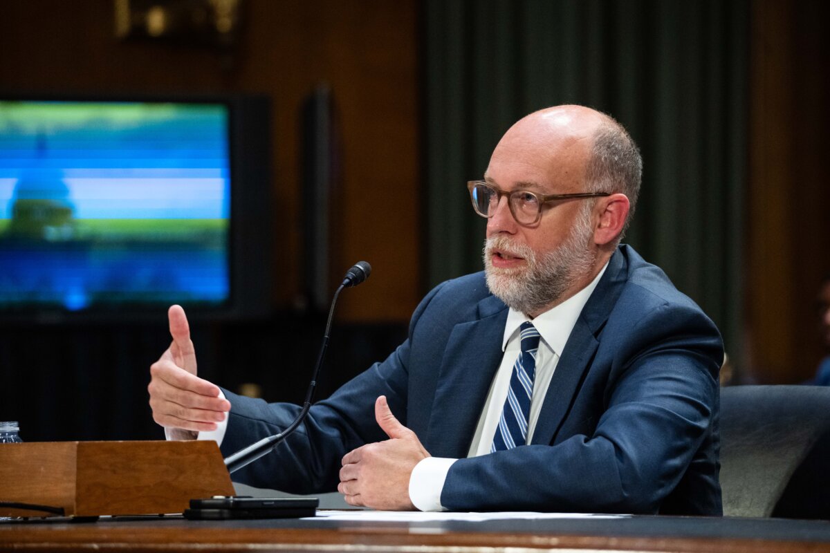 Director of the Office of Management and Budget Russ Vought testifies on Capitol Hill in Washington on June 25, 2025. (Madalina Kilroy/The Epoch Times)