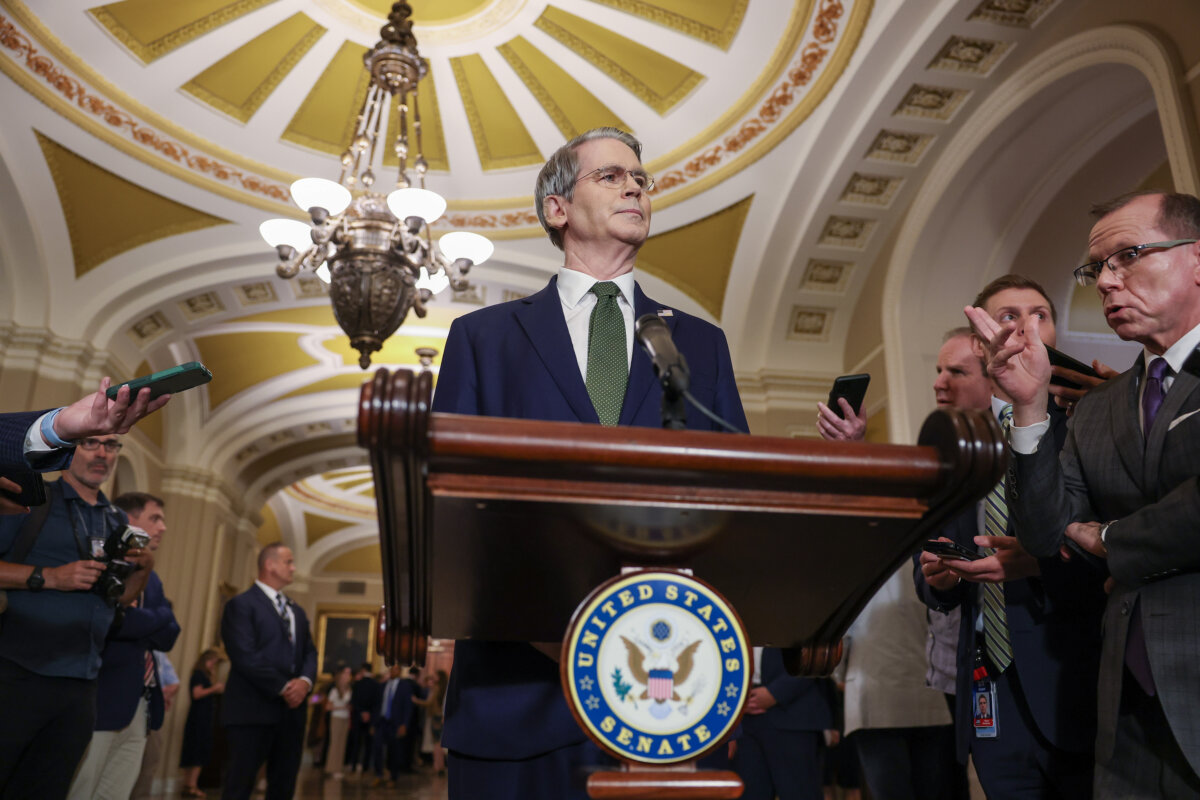 U.S. Secretary of the Treasury Scott Bessent speaks to reporters in Washington, DC, on June 24, 2025. (Tasos Katopodis/Getty Images)