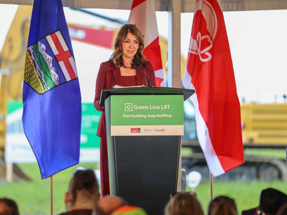 Alberta Premier Danielle Smith speaks at a press conference in Calgary on June 26, 2025. (Office of the premier)