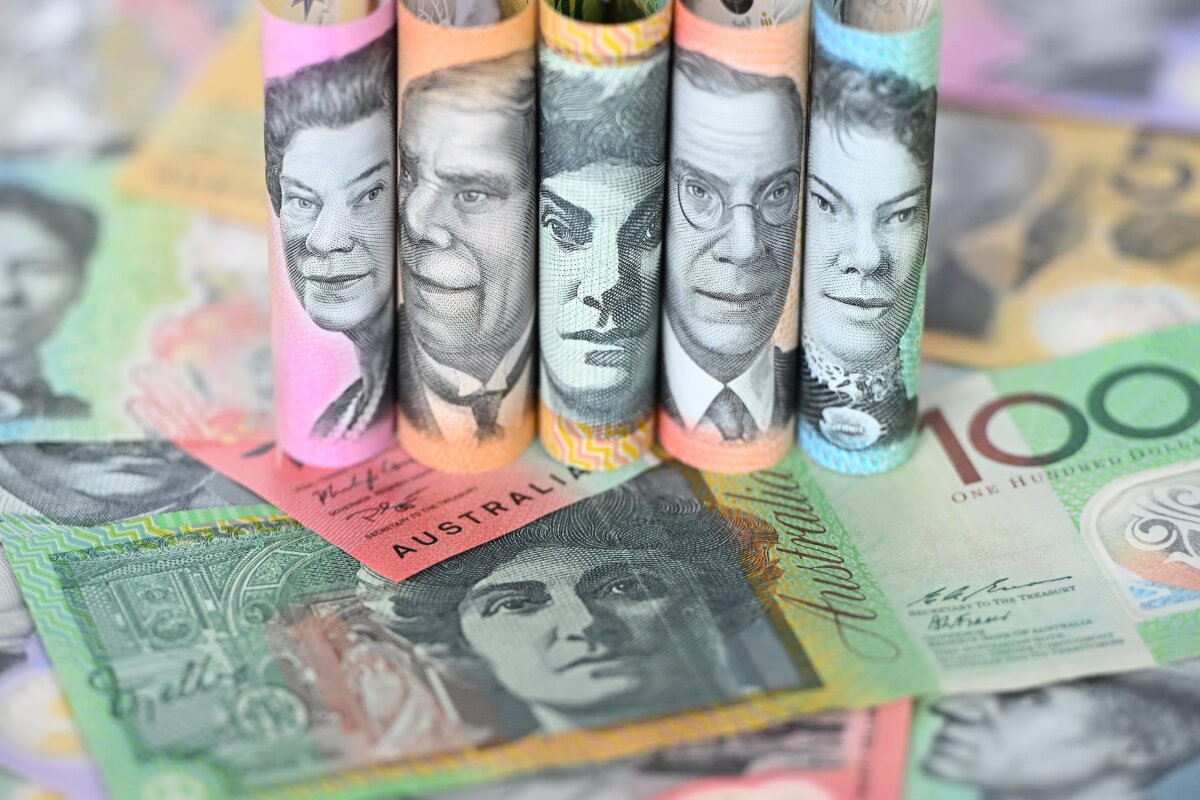 Australian dollars coins in Melbourne, Australia, on April 4, 2024. (AAP Image/Joel Carrett)