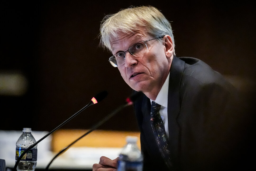 Martin Kulldorff, chair of the Advisory Committee on Immunization Practices, speaks during a committee meeting at the Centers for Disease Control and Prevention headquarters in Atlanta on June 25, 2025. (Mike Stewart/AP Photo)