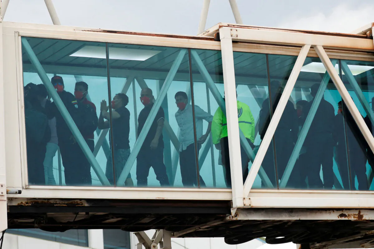 Venezuelan migrants arrive after being deported from the United States, at Simon Bolivar International Airport, in Maiquetia, Venezuela, on April 23, 2025. (Leonardo Fernandez Viloria/Reuters)