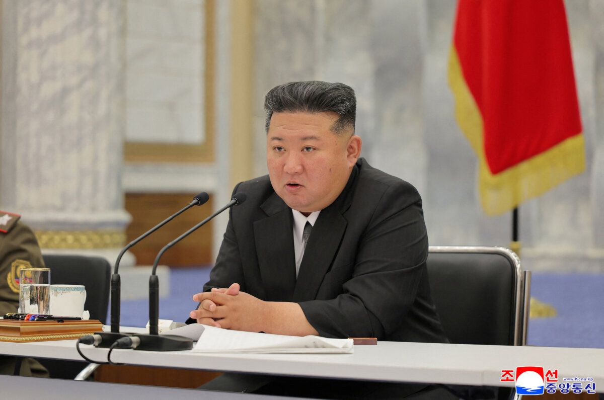 North Korean leader Kim Jong Un leads a party meeting on strengthening the military, in this photo released by the Korean Central News Agency on May 30, 2025. (KCNA via Reuters)