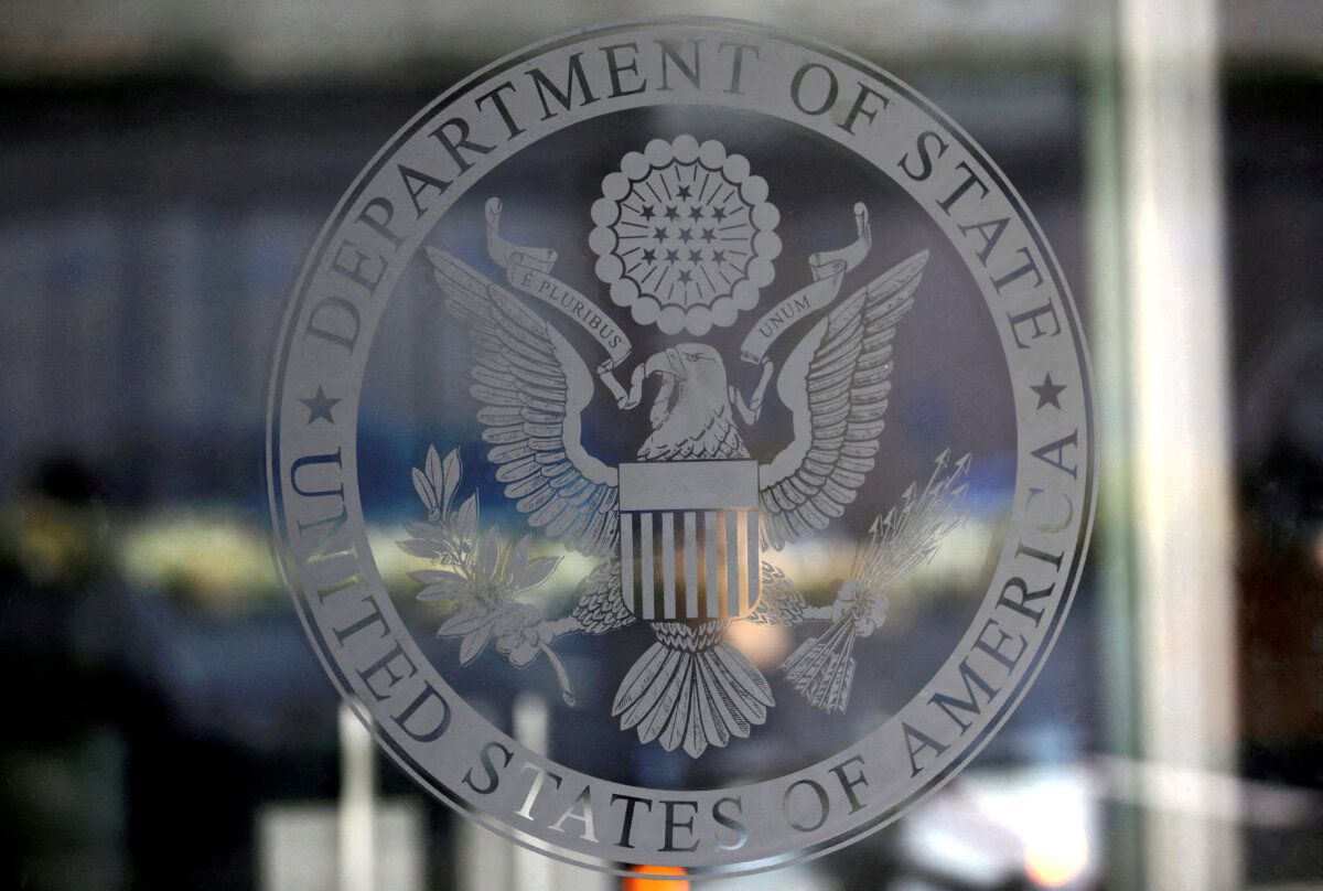 The seal of the Department of State in Washington on Jan. 26, 2017. (Joshua Roberts/Reuters)