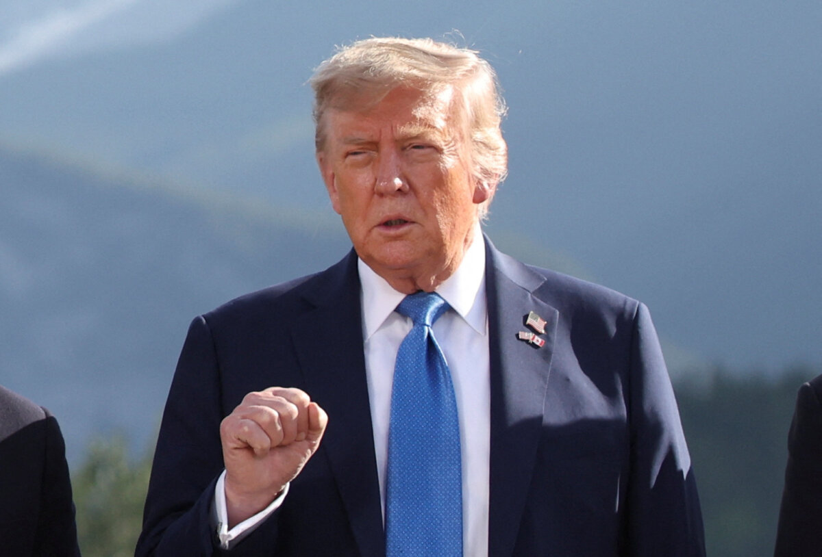 President Donald Trump at the G7 Summit in Kananaskis, Canada, on June 16, 2025. (Suzanne Plunkett/Pool/Reuters)