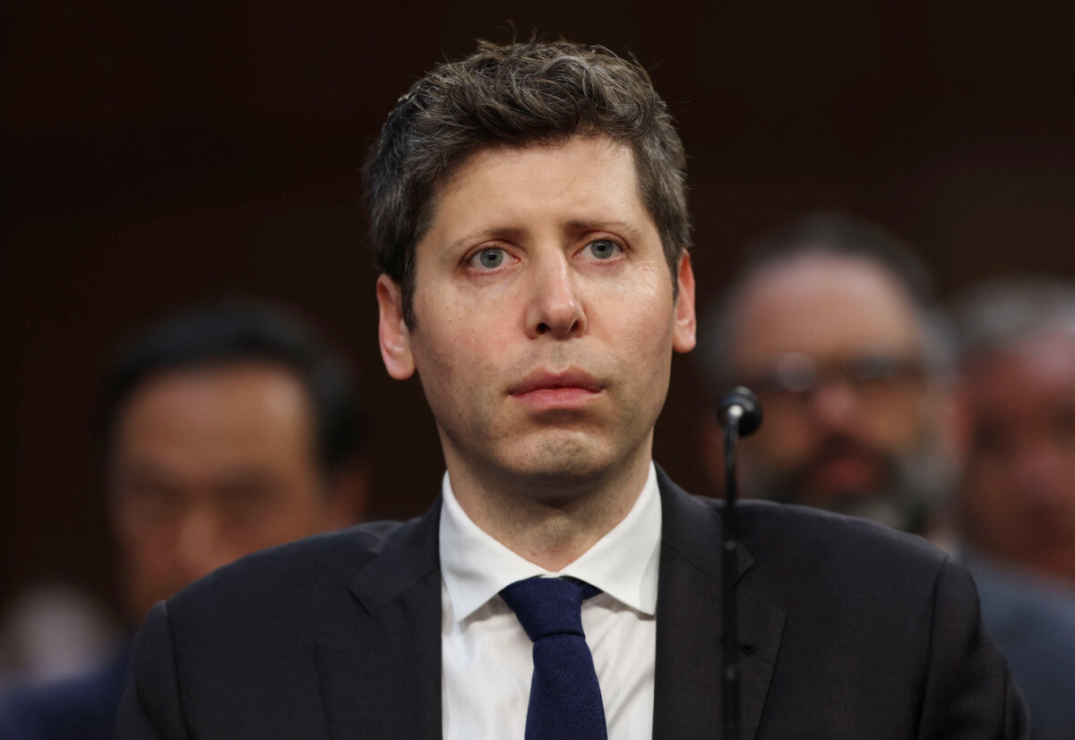 OpenAI CEO Sam Altman is seated to testify before a Senate Commerce, Science, and Transportation Committee hearing titled “Winning the AI Race: Strengthening U.S. Capabilities in Computing and Innovation,” on Capitol Hill in Washington on May 8, 2025. (Jonathan Ernst/Reuters)