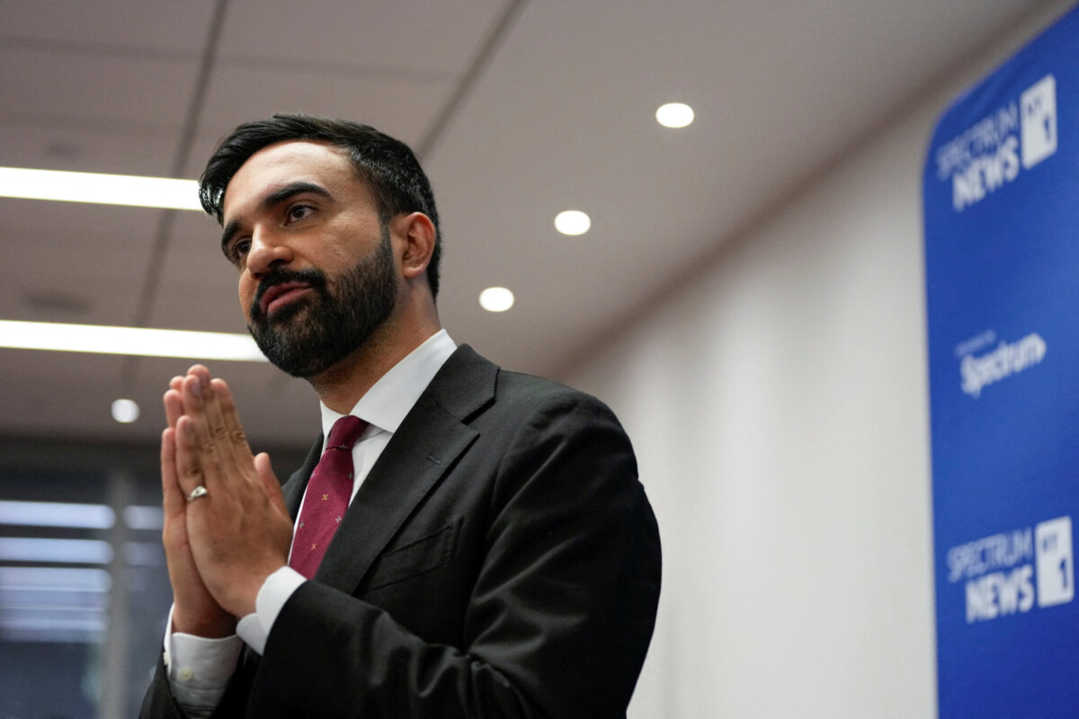 Assemblyman Zohran Mamdani talks to people after the New York City Democratic Mayoral Primary Debate at the John Jay College of Criminal Justice in the Gerald W. Lynch Theater in New York City on June 12, 2025. (Vincent Alban/Pool via Reuters)