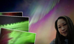 Alberta Aurora Chaser Captures Red and Green Showstopper Right Above Her Head