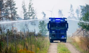Wildfire in Western Germany Approaches Residential Area