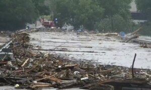 View of Guadalupe River in Kerr County, Texas, After Flash Floods
