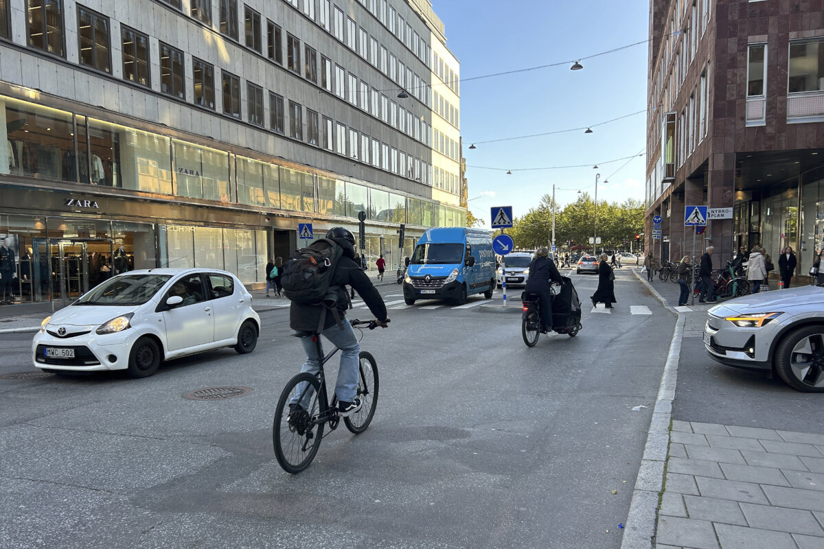 A street in the city center of Stockholm on Oct. 12, 2023. (AP Photo/Karl Ritter)