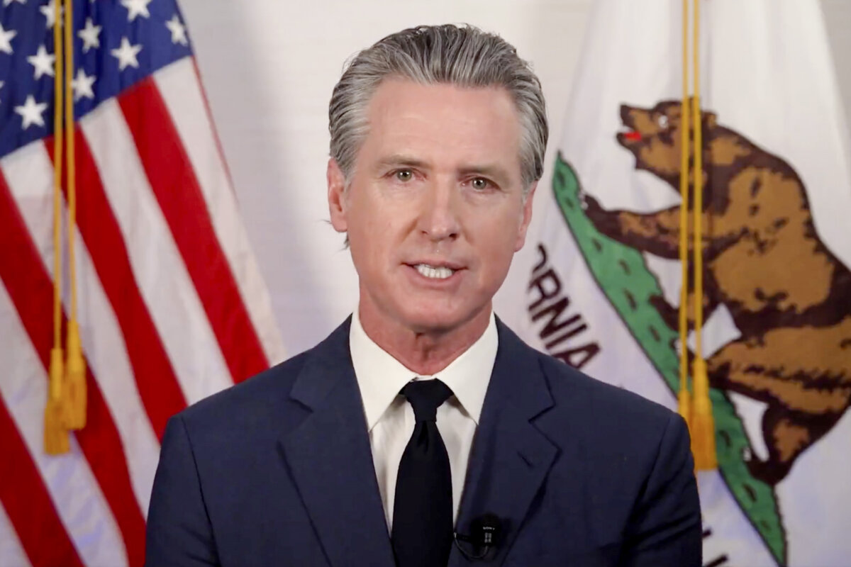 California Gov. Gavin Newsom speaks during an address on June 10, 2025. (Office of California Governor via AP)