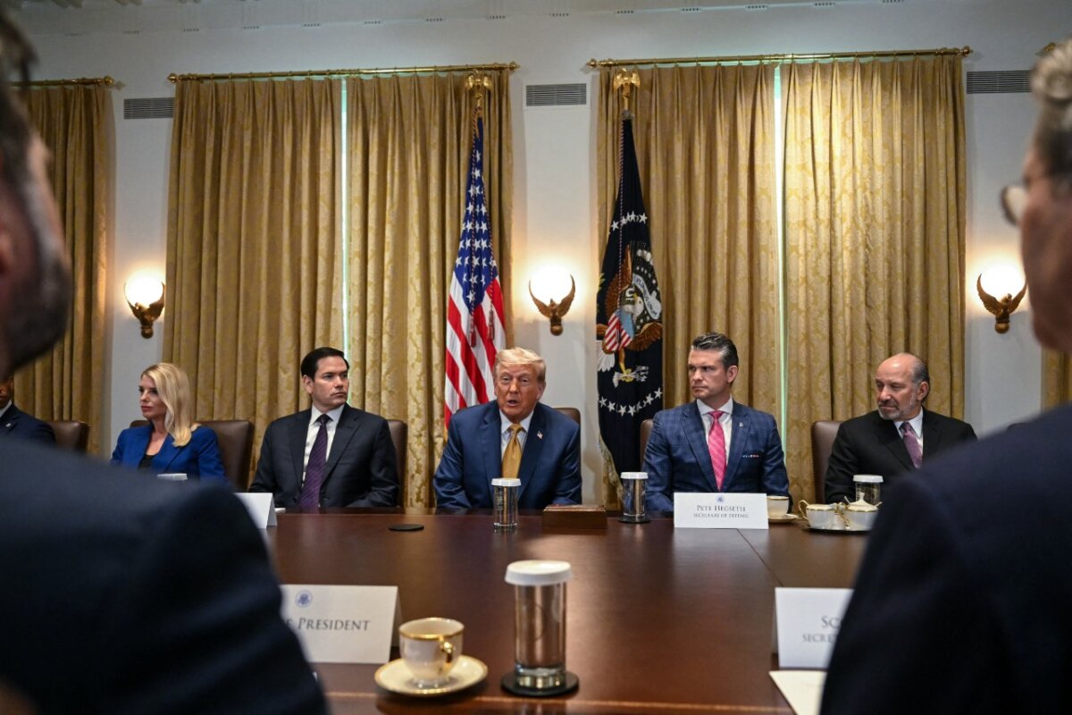 President Donald Trump speaks during a Cabinet meeting in the Cabinet Room of the White House on July 8, 2025. (Andrew Caballero-Reynolds/AFP via Getty Images)