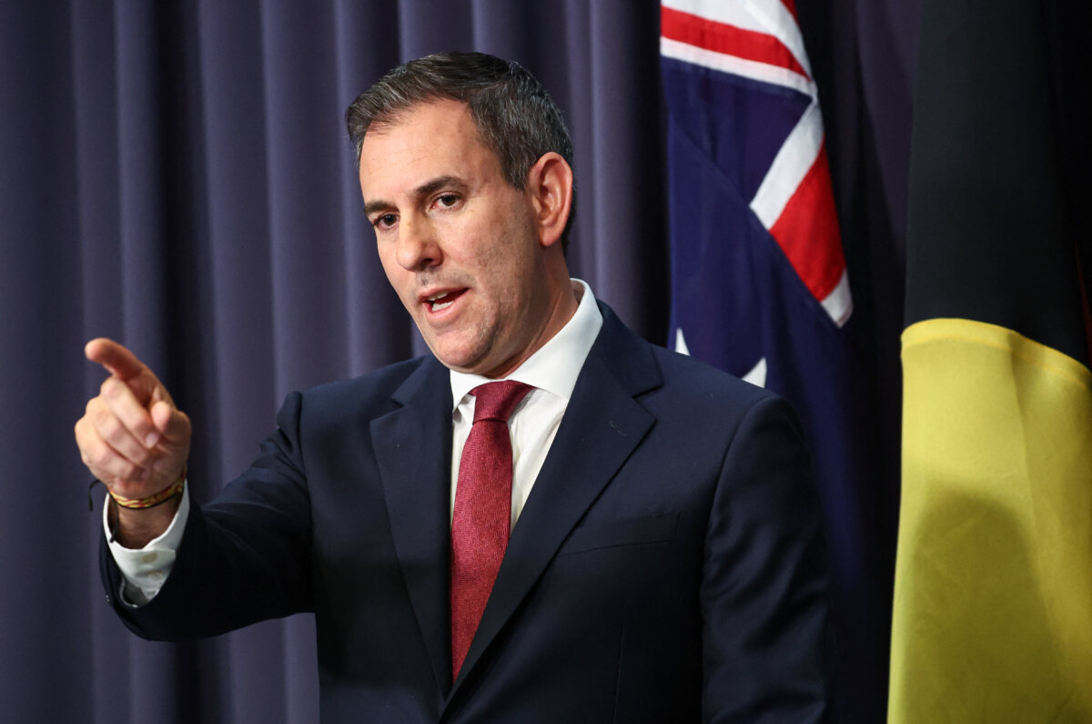 Australia Treasurer Jim Chalmers attends a press conference in parliament house in Canberra, Australia, on July 8, 2025. (David Gray/AFP via Getty Images)