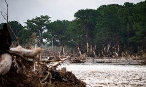 View of Damaged Homes, Debris Along Guadalupe River in Kerr County, Texas