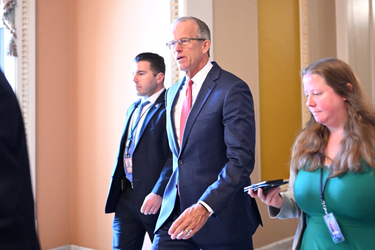 U.S. Senate Majority Leader John Thune (R-S.D.) walks from the Senate floor to his office at the US Capitol in Washington on July 16, 2025. (Alex Wroblewski/AFP via Getty Images)