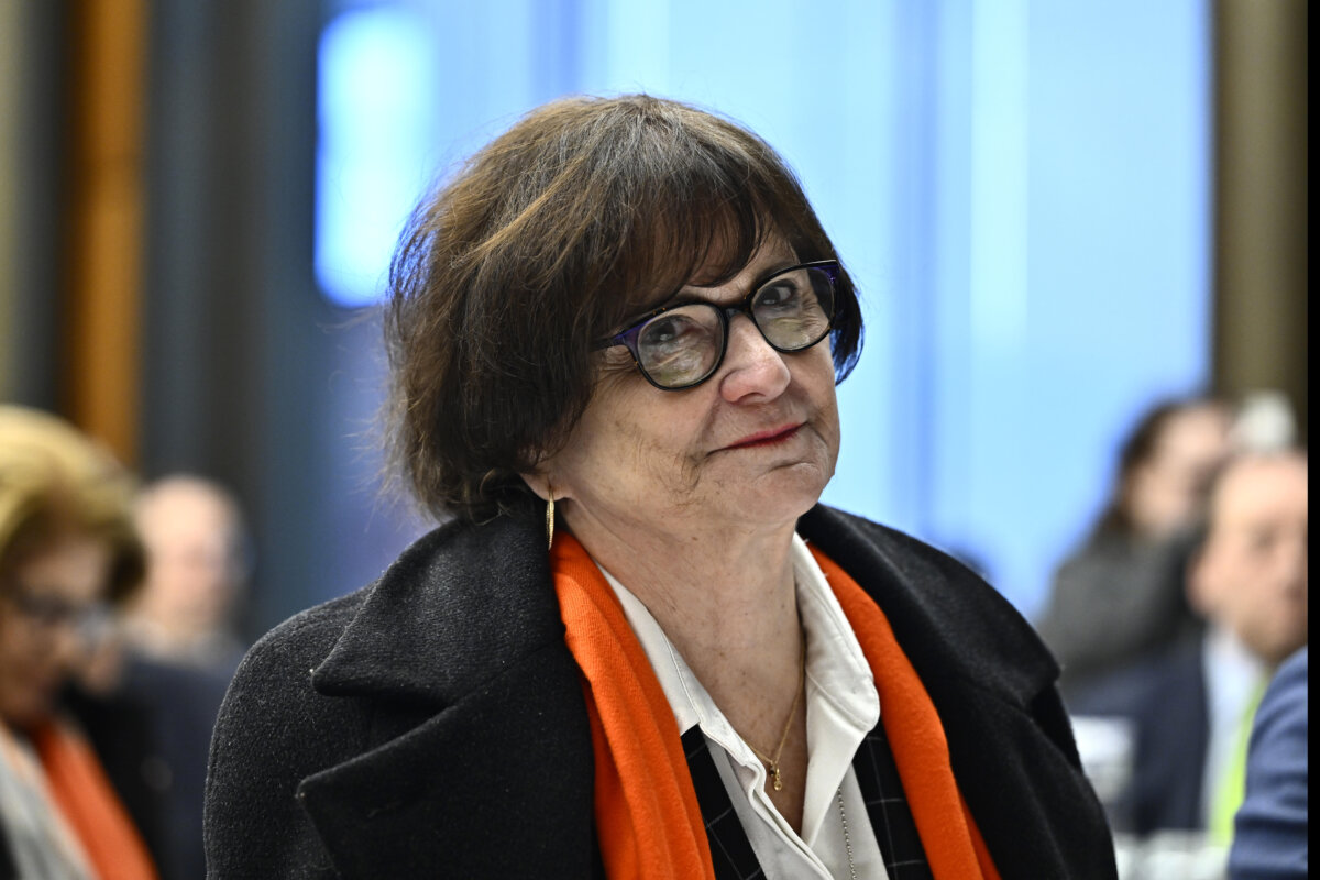 Deborah Lyons, Special Envoy on Preserving Holocaust Remembrance and Combatting Antisemitism, listens during an event commemorating the 80th anniversary of the Liberation of Auschwitz, in the Parliamentary Precinct in Ottawa, on Jan. 24, 2025. (The Canadian Press/Justin Tang)