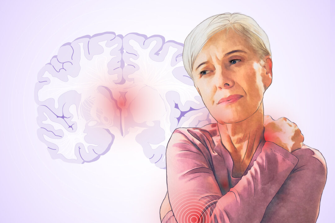 Neck pain is a common symptom of fibromyalgia, often paired with muscle stiffness and increased sensitivity. Illustration by The Epoch Times, Shutterstock 
