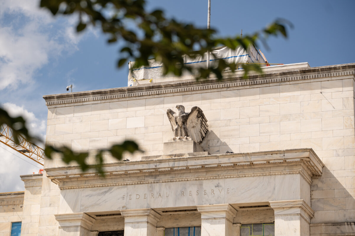 The Federal Reserve in Washington in Washington on July 21, 2025. (Madalina Kilroy/The Epoch Times)