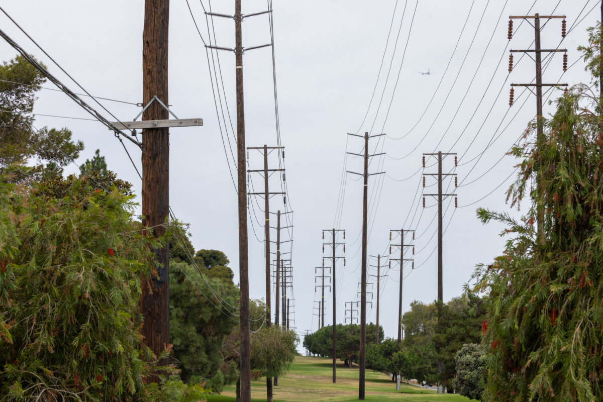 Powerlines seen in Los Angeles on July 22, 2025. (John Fredricks/The Epoch Times)