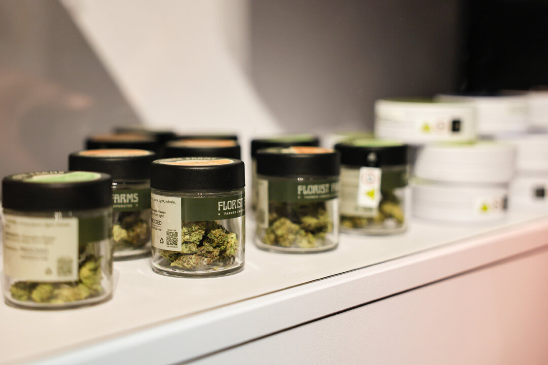 Marijuana products on a shelf at a cannabis store in New York City on Dec. 29, 2022. (Michael M. Santiago/Getty Images)