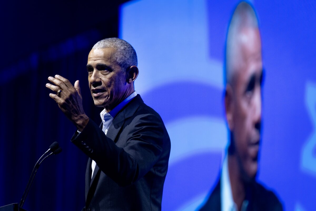 Former President Barack Obama addresses the Obama Foundation's 2024 Democracy Forum in Chicago on Dec. 5, 2024. (Scott Olson/Getty Images)