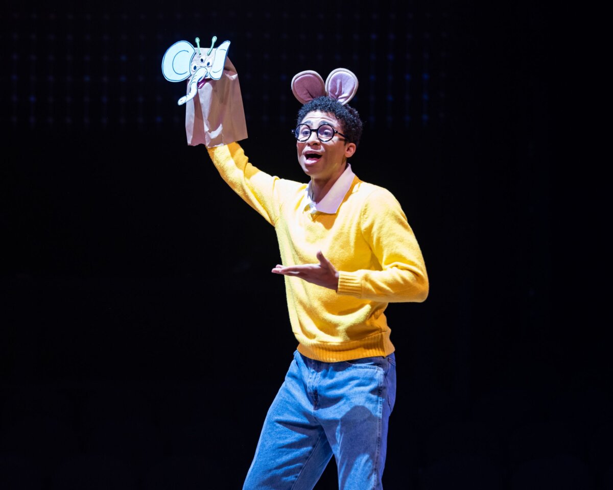 Winter Olamina makes an endearing Arthur in the new musical now playing at Marriot’s Theater in Lincolnshire, Ill, in “Arthur™ & Friends Make a Musical!” (Justini Barbin Photography)