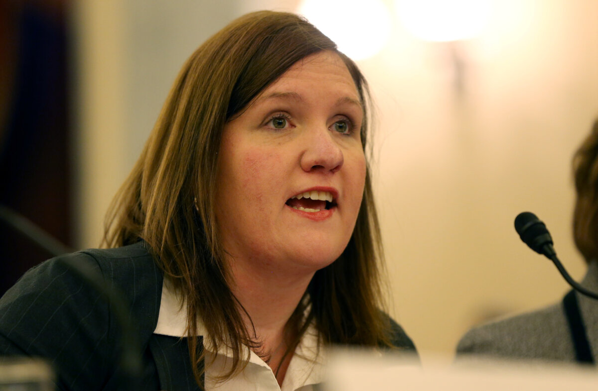 Federal Trade Commission member Rebecca Slaughter testifies on the oversight of the Federal Trade Commission before the U.S. Senate Consumer Protection, Product Safety, Insurance, and Data Security Subcommittee in the Russell Senate Office Building in Washington on Nov. 27, 2018. (Reuters/Leah Millis/File photo)
