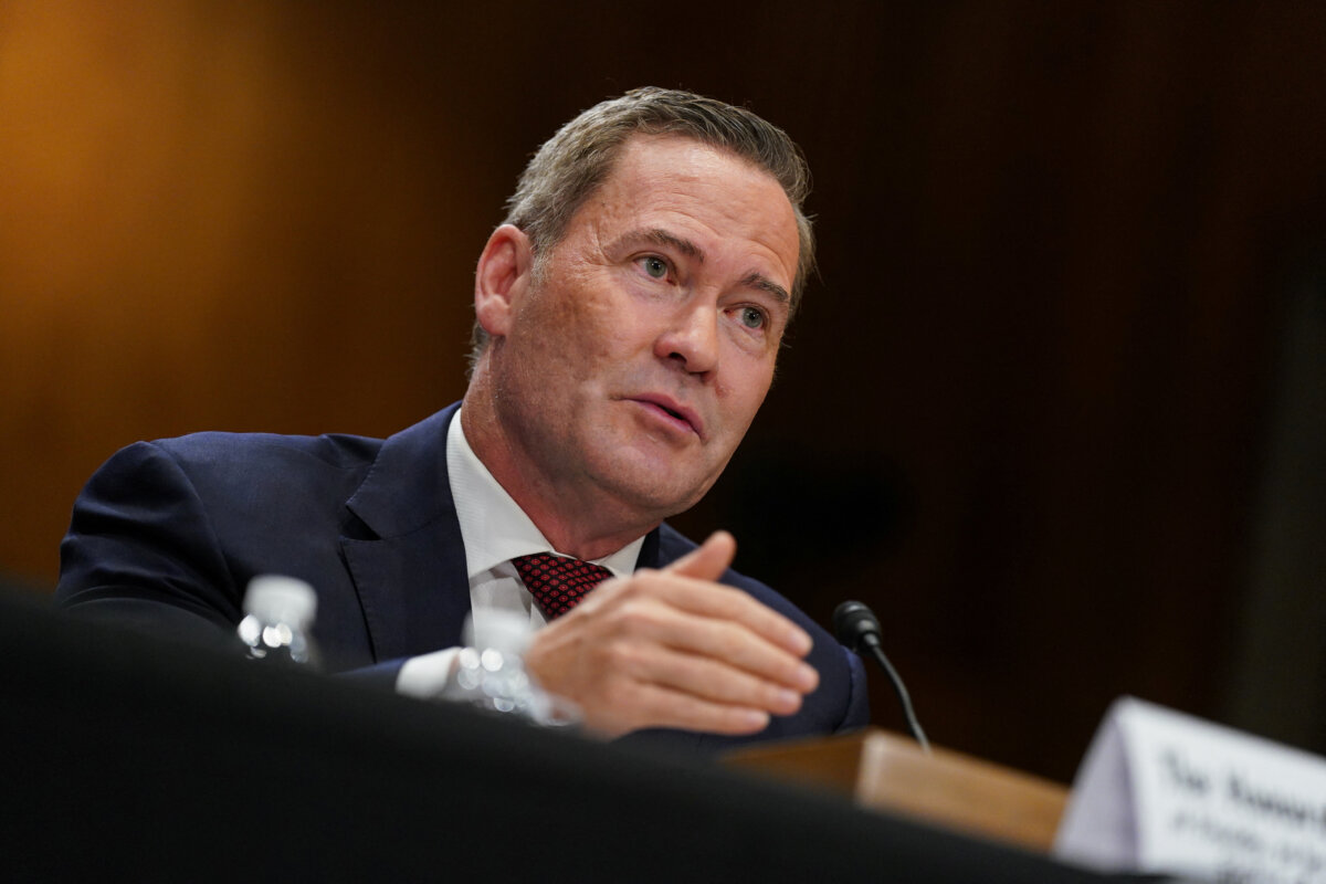 Then-nominee for U.S. ambassador to the United Nations Mike Waltz testifies before a Senate Foreign Relations Committee confirmation hearing on Capitol Hill in Washington on July 15, 2025. (Ken Cedeno/Reuters)
