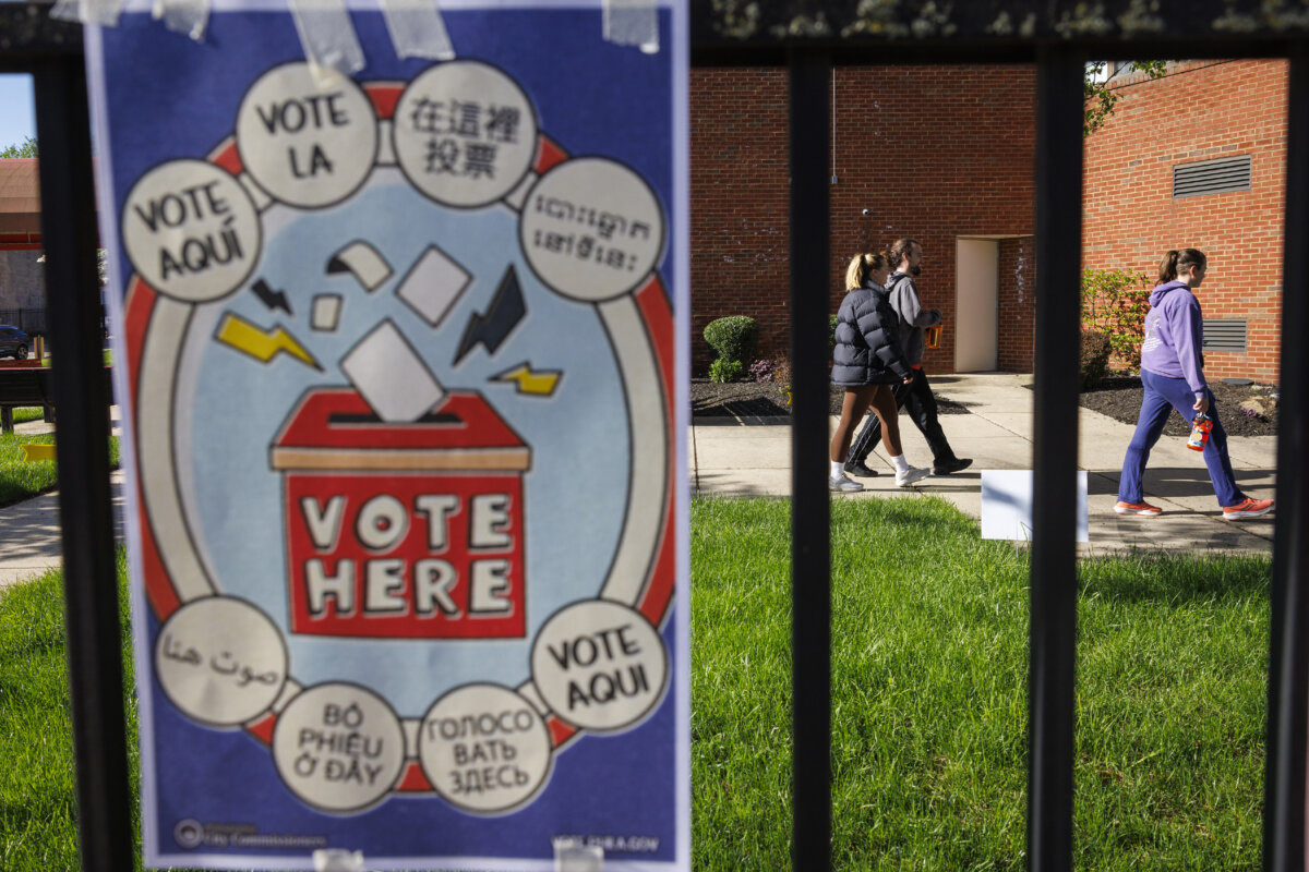 Primary election voters in the 47th Ward arrive at the William B. Moore Manor apartments in Philadelphia on April 23, 2024. (Alejandro A. Alvarez/The Philadelphia Inquirer via AP, file)