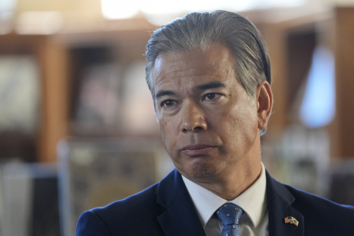 California Attorney General Rob Bonta speaks at a news conference at the San Francisco Public Library's Bernal Heights branch in San Francisco on Dec. 4, 2024. (Jeff Chiu/AP Photo)