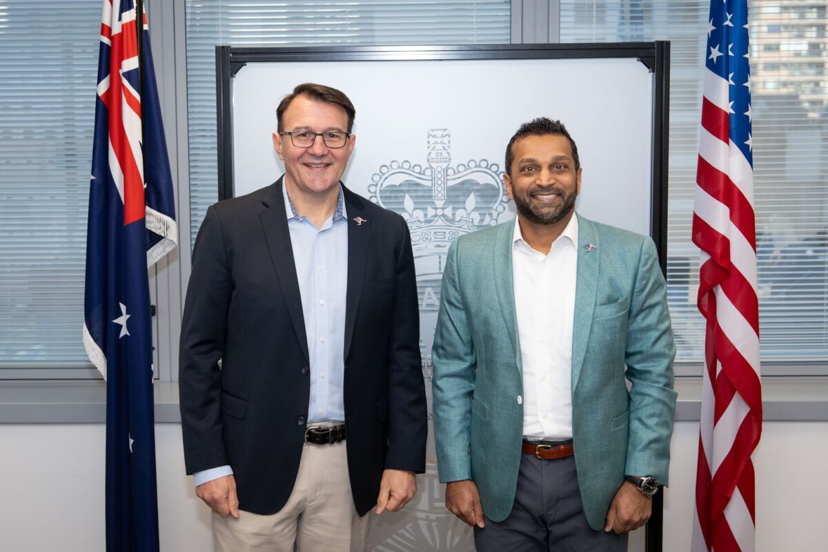 Australian Federal Police Commissioner Reece Kershaw (L) and FBI Director Kash Patel during Patel's visit to Australia in July 2025. (Kash Patel via X)