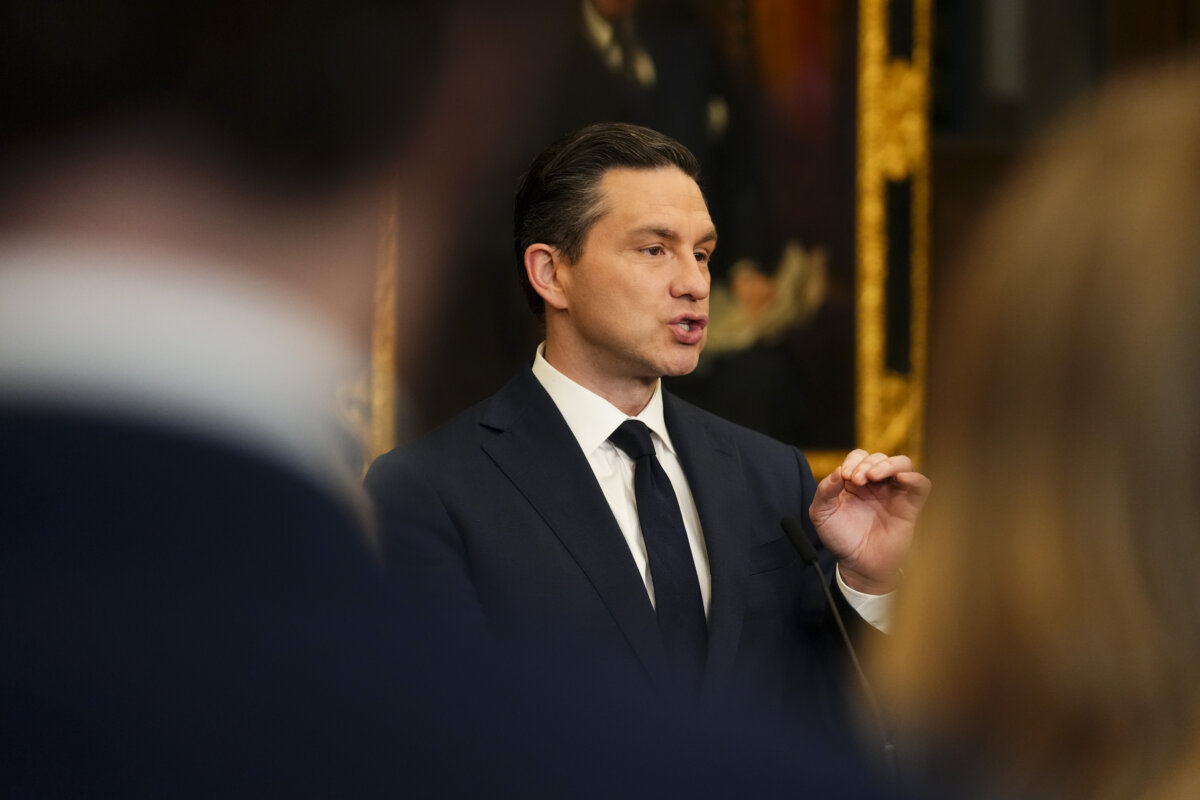 Conservative Leader Pierre Poilievre holds a press conference on Parliament Hill in Ottawa on June 6, 2025. (The Canadian Press/Sean Kilpatrick)
