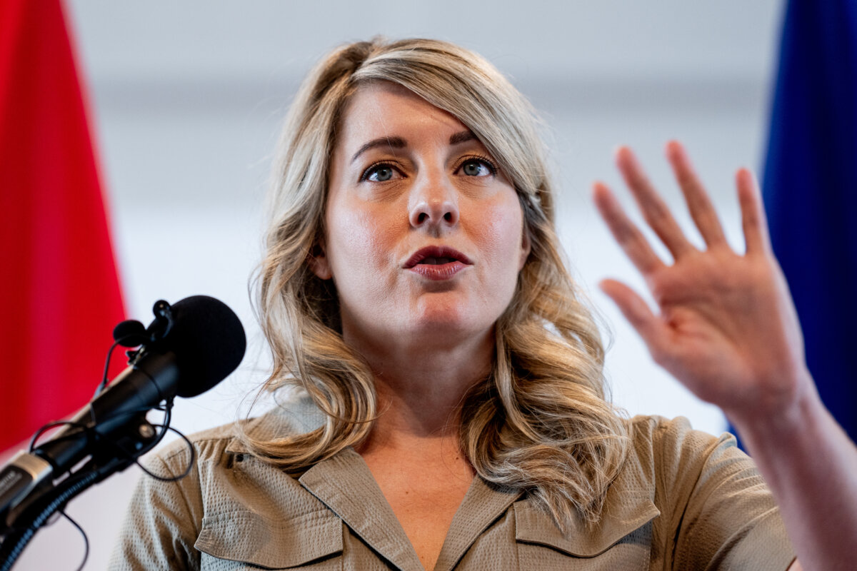 Minister of Industry Mélanie Joly takes part in a press conference in Ottawa, on July 11, 2025. (The Canadian Press/Spencer Colby)