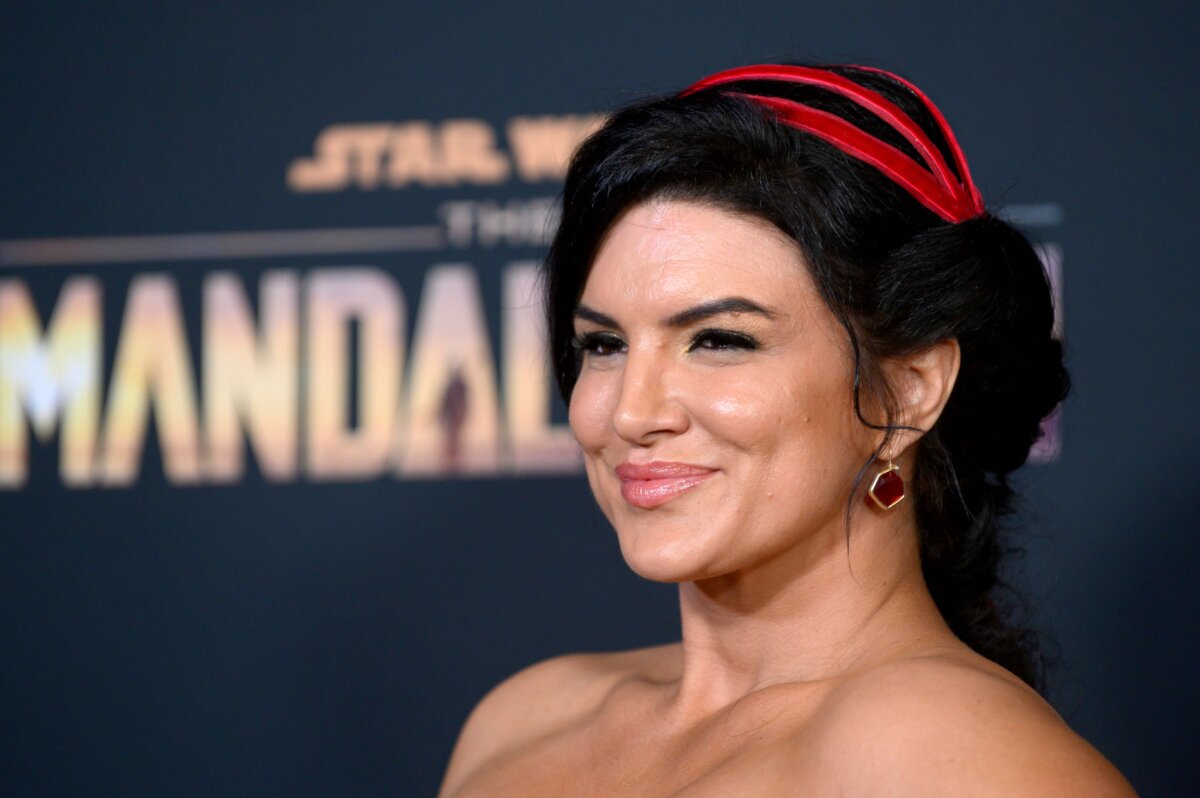 Actress Gina Carano arrives for Disney+ World Premiere of "The Mandalorian" at El Capitan theatre in Hollywood, Calif., on Nov. 13, 2019. (Nick Agro/AFP via Getty Images)