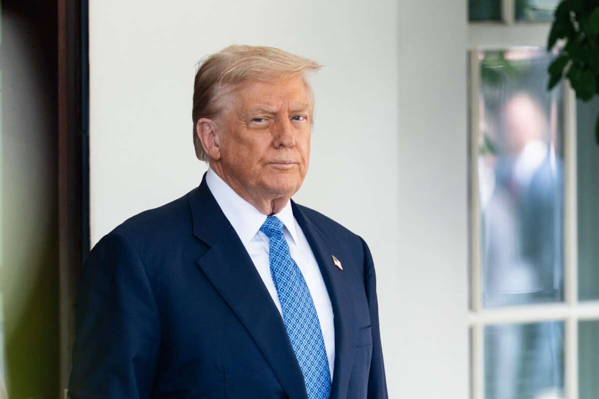 President Donald Trump at the White House on Aug. 8, 2025. (Madalina Kilroy/The Epoch Times)