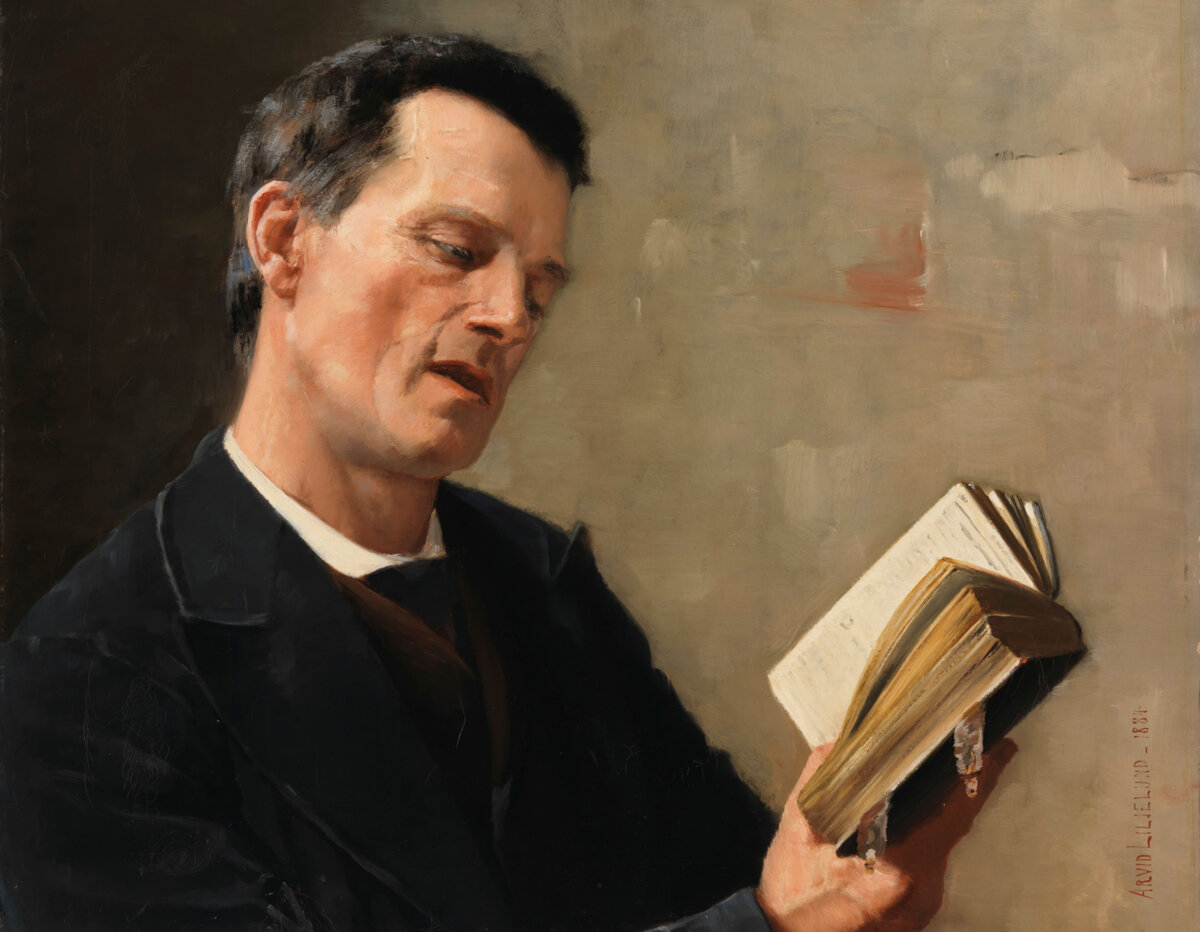 A detail from "Man Singing Hymn," 1884, by Arvid Liljelund. Oil on canvas. Finnish National Gallery,	Helsinki, Finland. (Public Domain)