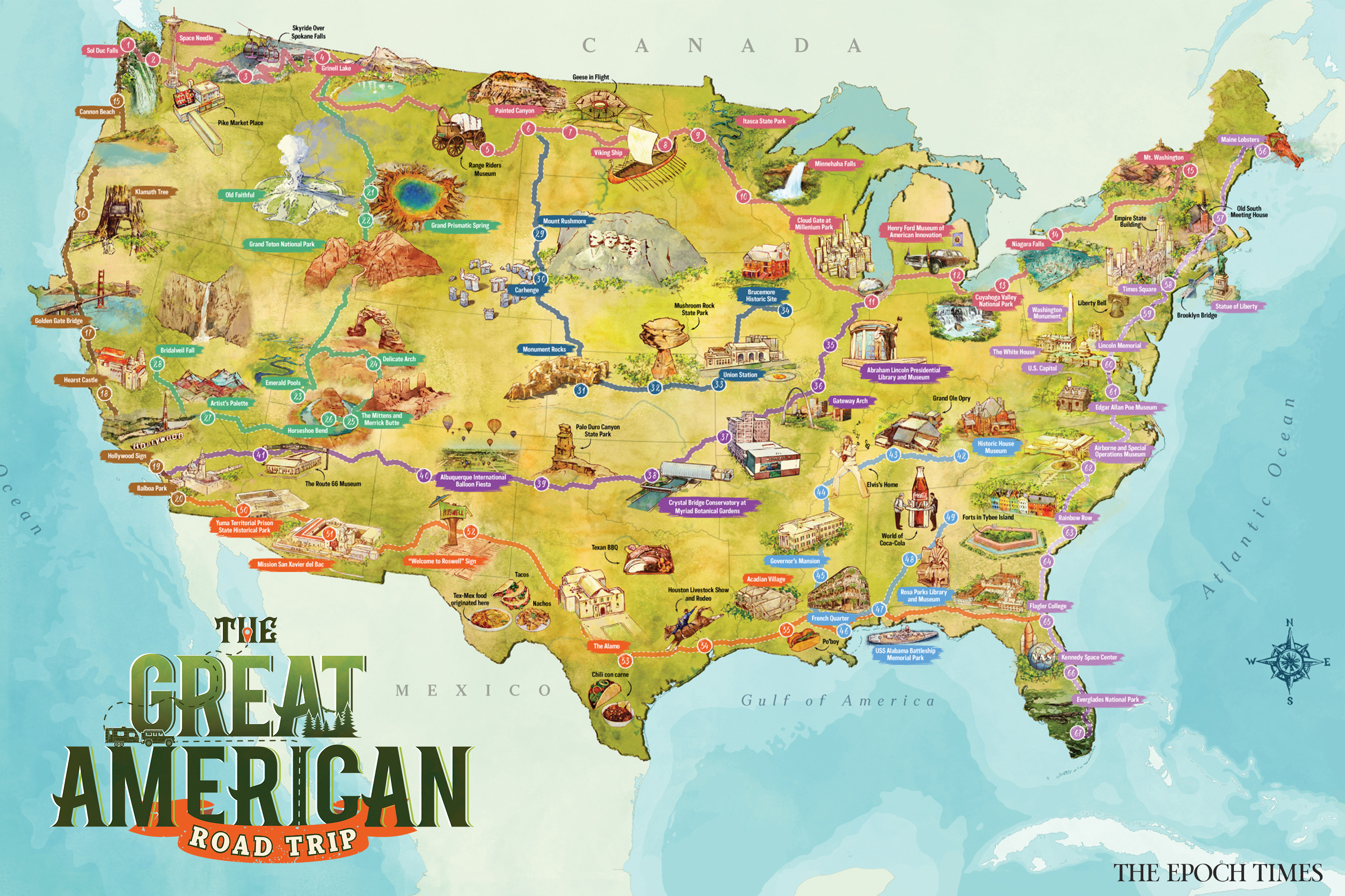 Us map of tourist attractions 60 photos - Lomelono.com