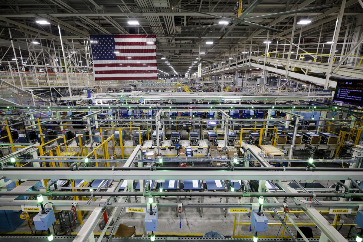 The dishwasher production facility at GE Appliances in Louisville, Ky., on Aug. 8, 2025. (Michael Hickey/Getty Images)