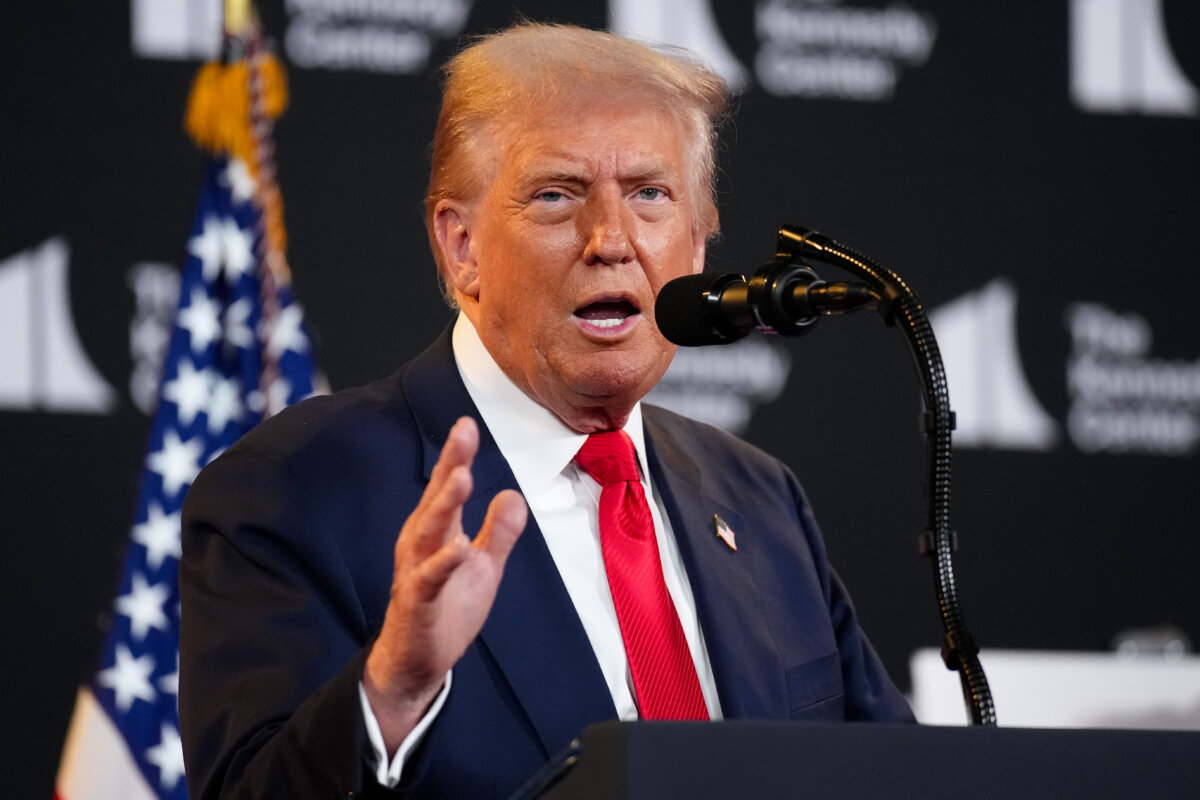 President Donald Trump speaks during an event at the Kennedy Center in Washington, on Aug. 13, 2025. (Andrew Harnik/Getty Images)