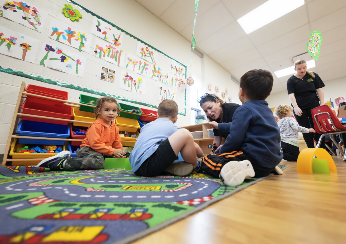 Children play at a daycare centre in Stouffville, Ont., May 2, 2025. (The Canadian Press/Nathan Denette)