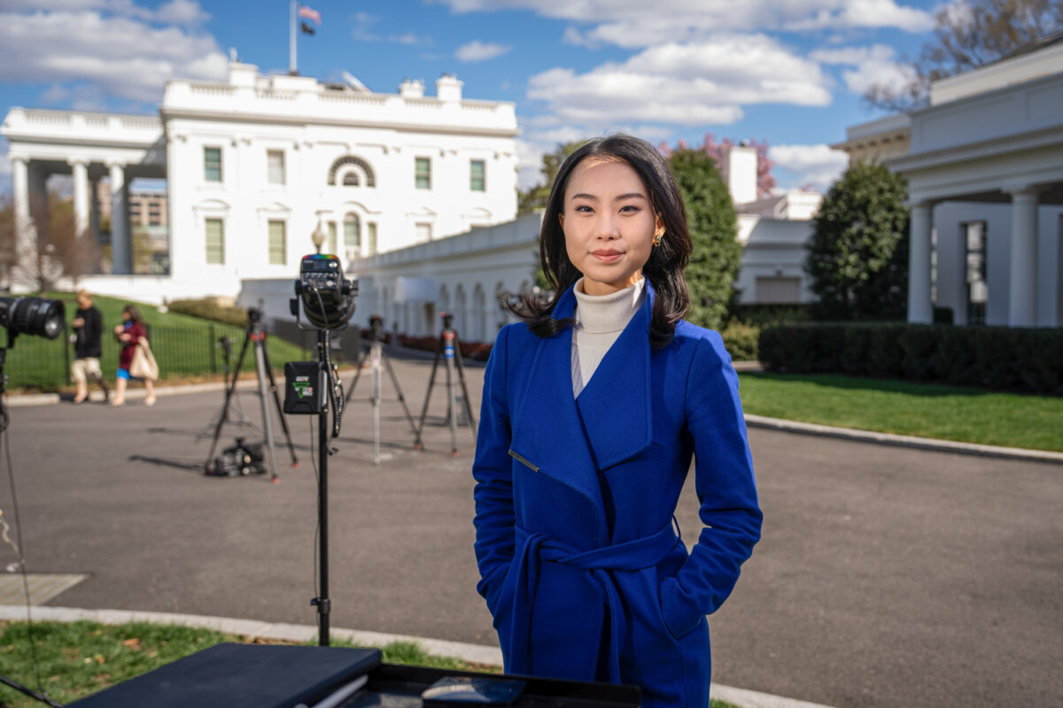 White House reporter Iris Tao at the White House on March 26, 2025. (Madalina Vasiliu/The Epoch Times)