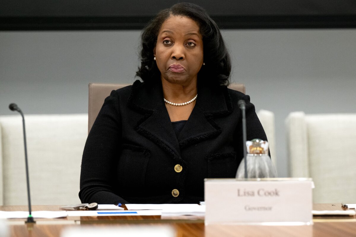 Lisa Cook, member of the Board of Governors of the Federal Reserve, attends a Federal Reserve Board open meeting discussing proposed revisions to the board's supplementary leverage ratio standards at the Federal Reserve Board building in Washington on June 25, 2025. (Saul Loeb/AFP via Getty Images)