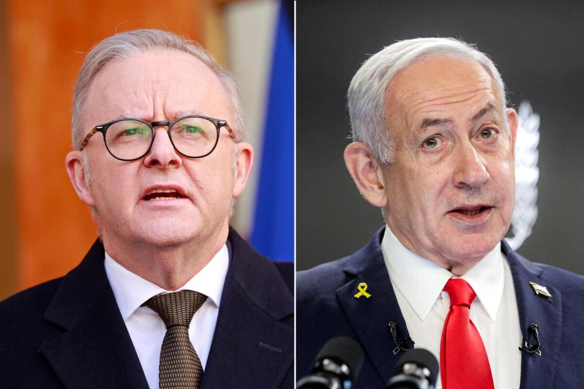 (L-R) Australian Prime Minister Anthony Albanese, Israeli Prime Minister Benjamin Netanyahu. (Hilary Wardhaugh/AFP via Getty Images, Abir Sultan /Pool/AFP via Getty Images)