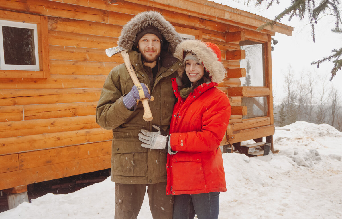 Dennis and Amy Westerlind on their Alaska homestead. (Courtesy of Holdfast Alaska)