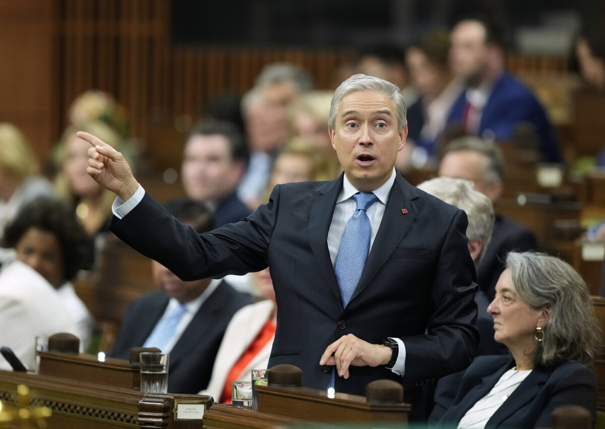 Minister of Finance and National Revenue François-Philippe Champagne speaks during question period on Parliament Hill in Ottawa on June 5, 2025. (The Canadian Press/Adrian Wyld)