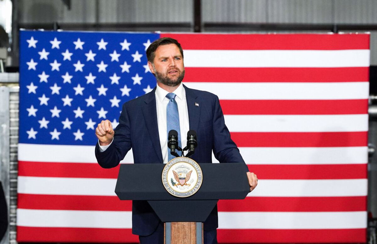 Vice President JD Vance speaks to supporters of President Donald Trump at an event in Peachtree City, Ga., on Aug. 21, 2025. (Megan Varner/Getty Images)